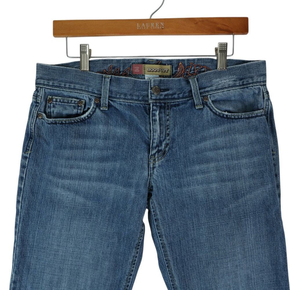 Vintage 90s Old Navy Jeans Womens 8 Regular Blue‎ Bootcut Tramp Stamp Distressed - Picture 4 of 13